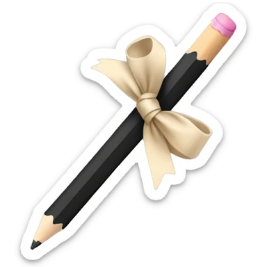 a black pencil with a beige bow wrapped around it  sticker