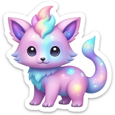 Cute adorable kawaii colorful pastel nebula fantasy animal hybrid Fakemon full body sticker
