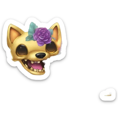 Sparkling Black iridescent dog fox zombie skeleton gold mechanical nebula galaxy stars flowers fairy lights vintage sticker