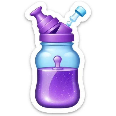 glitter purple and cian feeding bottle sticker