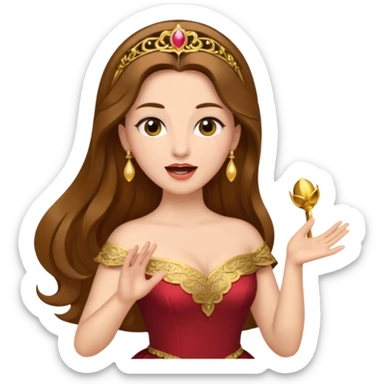 woman opera singer singing with long brown hair and golden dress sticker