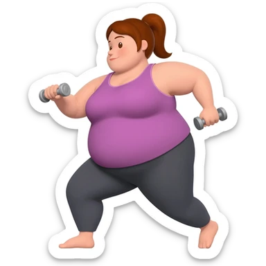 fat woman working out sticker