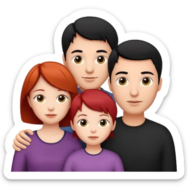 a family of three, all three white: the mother with short red hair, the father with black hair, and the daughter with black hair. sticker