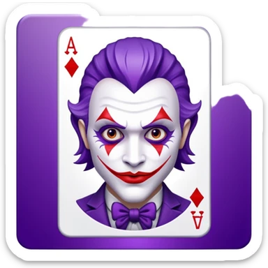 Glitter Purple and White Joker Gangster Card sticker