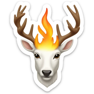 White stag with a flame above head sticker