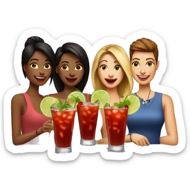 4 friends drinking Bloody Mary cocktails at the bar sticker