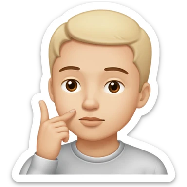 person tapping finger on chin thinking sticker