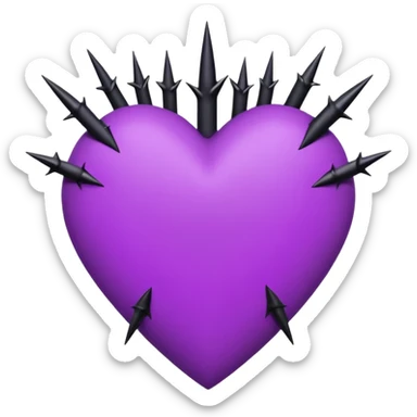 purple heart with black thorns sticker