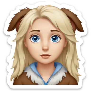 Blue eyed Blonde girl and blue eyed brown and gray Australian shepherd sticker