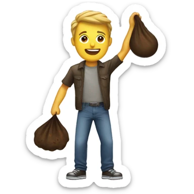 Chris picking up poop  sticker