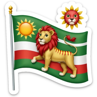 A flag with Lion & sun & green , withe & red color in the background of flag sticker