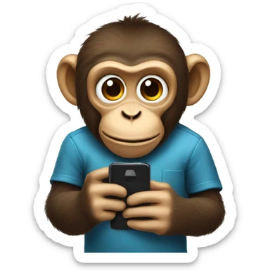 Monkey holding a phone sticker
