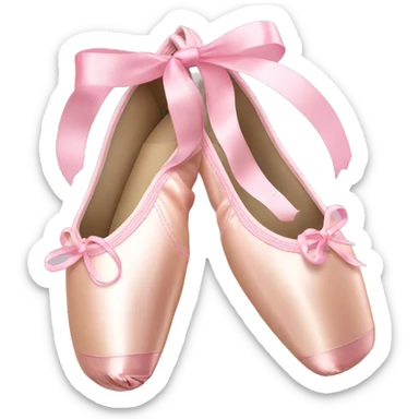 Light pink ballet pointe shoes with ribbons  sticker