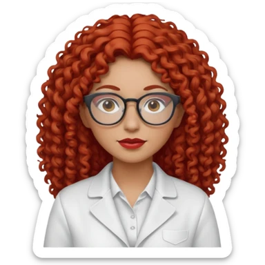 rizada peli roja , trigueña , con lentes y ropa blanca pelo largo  sticker