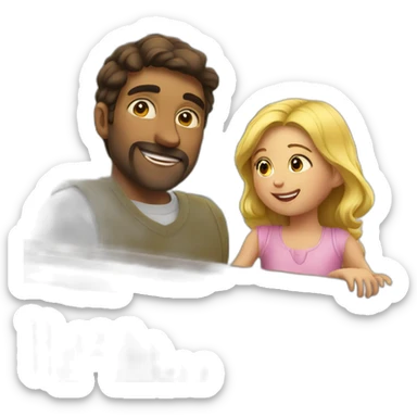 man with his daughter in a balcony sticker