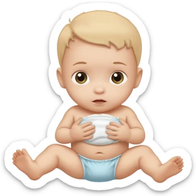 Newborn baby with a dirty diaper sticker