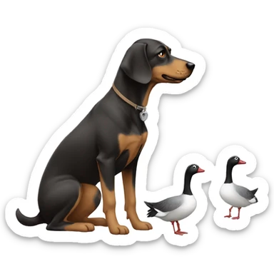 Dog fetching geese sticker