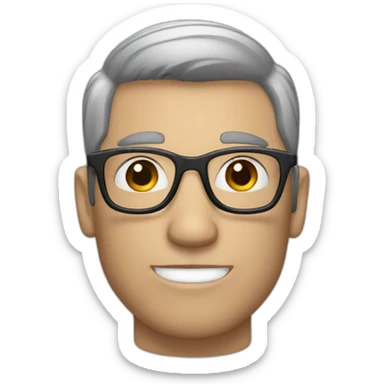 white man with dark hair and glasses talking sticker