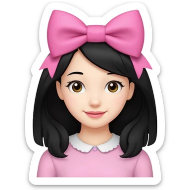 Girl with black hair and pink bow in her side of her hair sticker