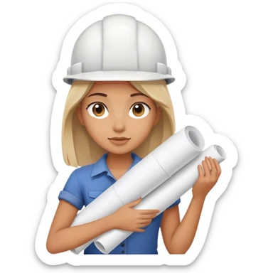 architect girl with big rolled up plans sticker