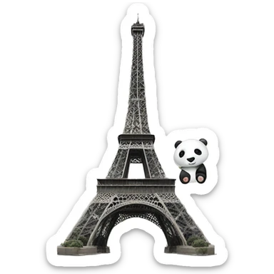 Eiffel tower with big panda sticker