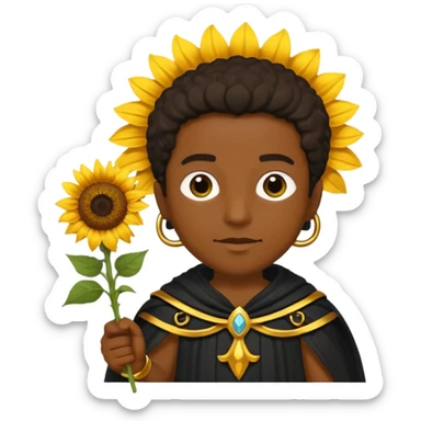black god with sunflower, scepter sticker