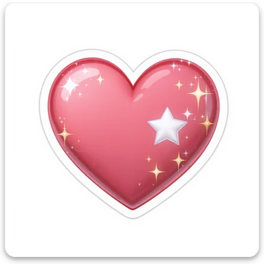 cute and shiny heart emoji with sparkles, no background sticker