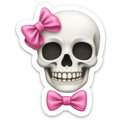skeleton with pink bow sticker