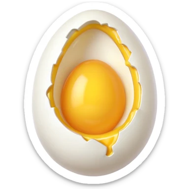 egg object icon, cracked egg with yolk, 3D cartoon, mobile game icon style, clean background, no text, no watermark
 sticker