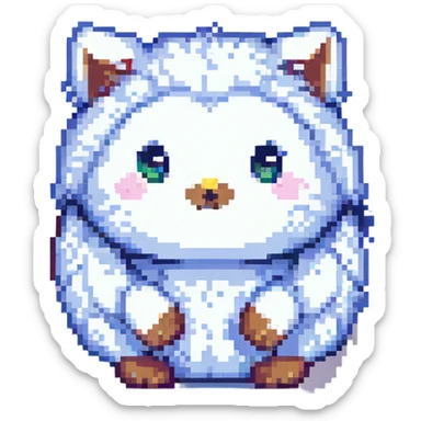 fluffy, simple and cute pixel art style sticker