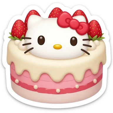 Hello kitty strawberry cute cake sticker