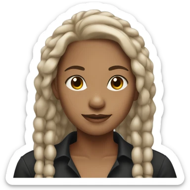 Tan girl with black locs dark white tied shirt  sticker