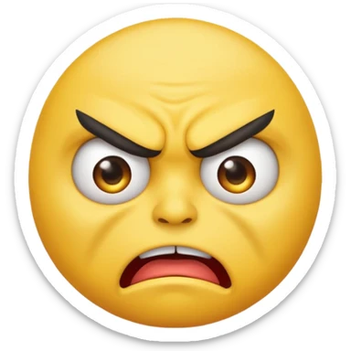 round emoticon character, very angry, exaggerated features sticker