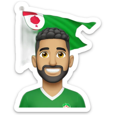 Riyad mahrez with Algerian flag  sticker