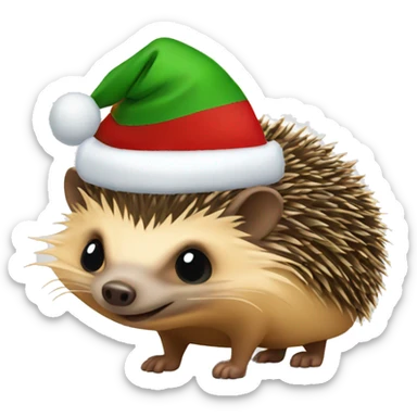 Hedge hog with Christmas hat  sticker