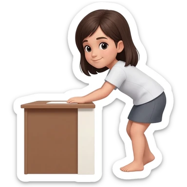 Girl bending over desk sticker