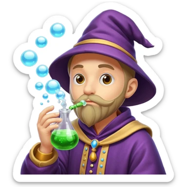 alchemist shushing while potion bubbles sticker