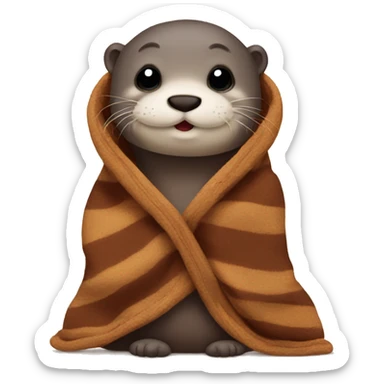 otter cozy in blanket sticker