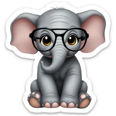 Baby Elephant wearing Prada glasses  sticker