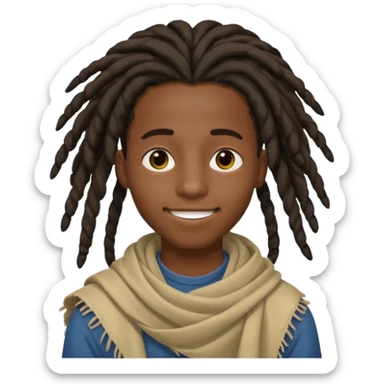 make me a black darkskin doctor with mid head lenght dreads, he is a teen, no face hair, make him happy, make his dreads drape in his face sticker