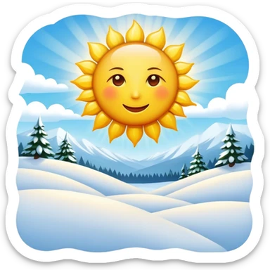 Freezing sun in the sky over a snowy field sticker