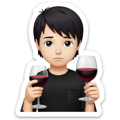 Bebendo vinho emo adolescente masculino com o rosto triste sticker