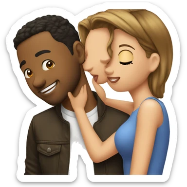 two girls kissing dj on his cheeks sticker