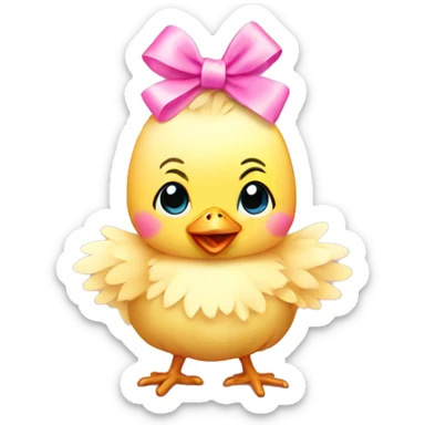 Baby chicken with pink bow sticker
