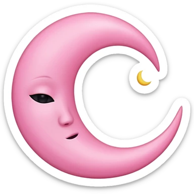 Pink crescent moon with no face sticker