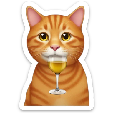 Ginger cat drinking red wine sticker