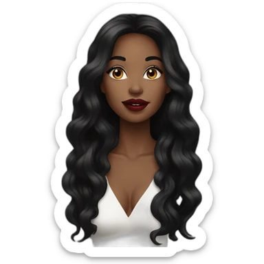 Beautiful Black women long hair lipstick sticker