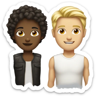 Girl with dark brown hair and a guy with blonde hair sticker