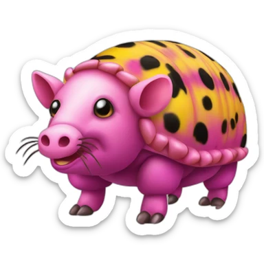 Magenta pig armadillo centipede insect with yellow and black spots gradient mottled sticker