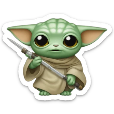 Grogu star wars caught fish sticker